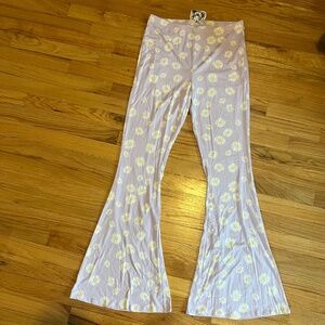 Pastel Purple daisy print bell bottoms